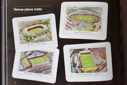 Collectible place mats for Wembley, White City, Aston Villa, Sheffield Wednesday