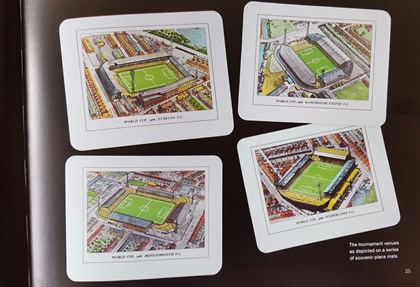 Collectible place mats for Goodison Park, Old Trafford, Ayresome Park and Roker Park